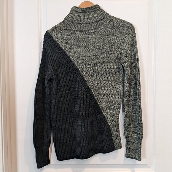 Derek Lam Collective Colorblock Turtleneck Sweater Size XS Knit Green/Black - Picture 6 of 16